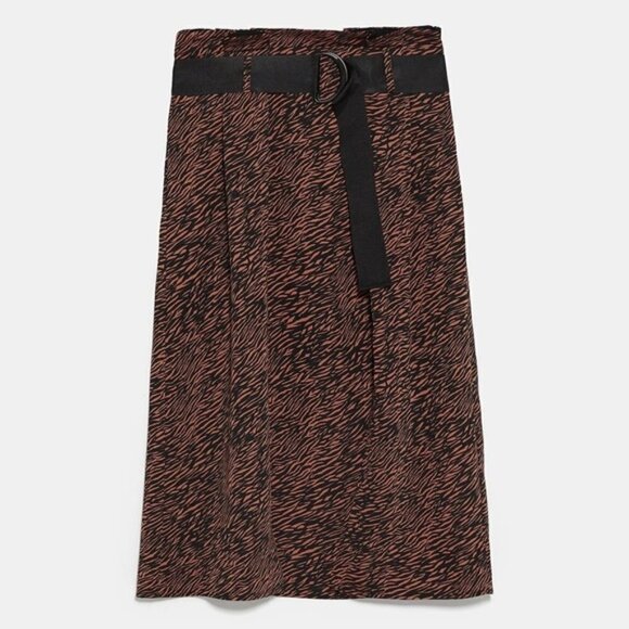 NWT ZARA BELTED Zebra ANIMAL PRINT MIDI SKIRT - Picture 3 of 7